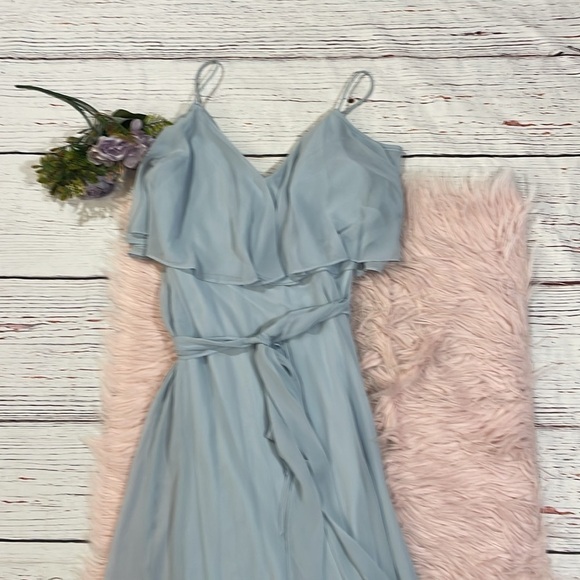 NWT Jenny Packham Ruffle Cold Shoulder Maxi Dress Mist JP1033 - Picture 8 of 10